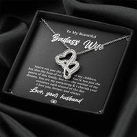 Load image into Gallery viewer, To My Badass Wife, Beat Of My Heart, Double Heart Necklace For Women, Anniversary Birthday Valentines Day Gifts From Husband
