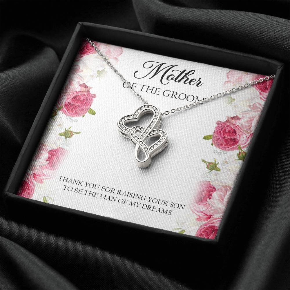 Mom of the Groom Gifts, Thank You For Raising Your Son, Double Heart Necklace For Women, Wedding Day Thank You Ideas From Bride
