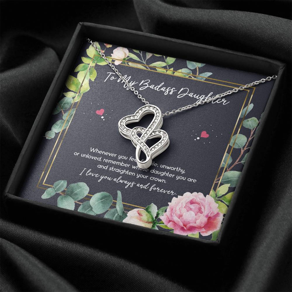 To My Badass Daughter Gifts, Whenever You Feel Fragile, Double Heart Necklace For Women, Birthday Present Ideas From Mom Dad