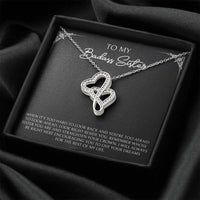 Load image into Gallery viewer, To My Badass Sister Gifts, When It&#39;s Too Hard To Look Back, Double Heart Necklace For Women, Birthday Present Ideas From Sister Brother
