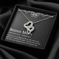 Load image into Gallery viewer, To My Bonus Mom Gifts, Thank You For All The Love, Double Heart Necklace For Women, Birthday Mothers Day Present From Bonus Daughter
