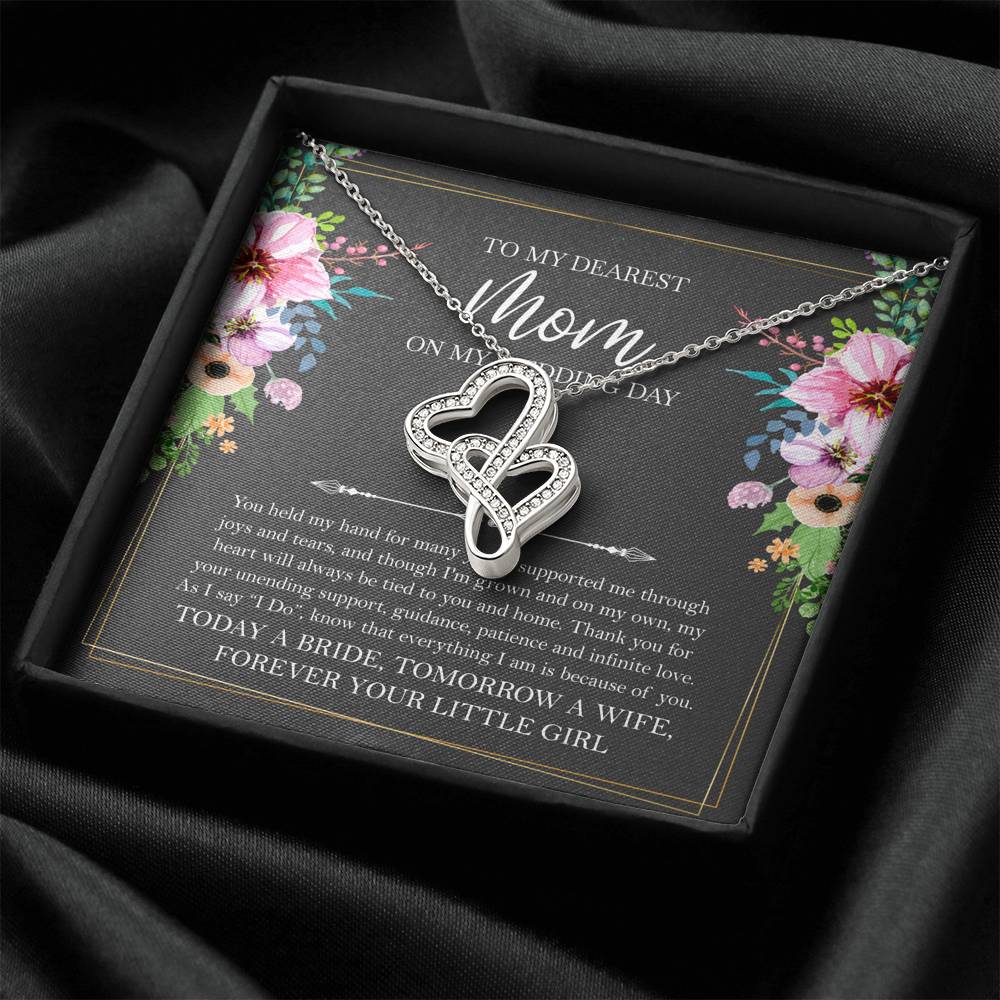 Mom of the Bride Gifts, You Held My Hand for Many Years, Double Heart Necklace For Women, Wedding Day Thank You Ideas From Bride