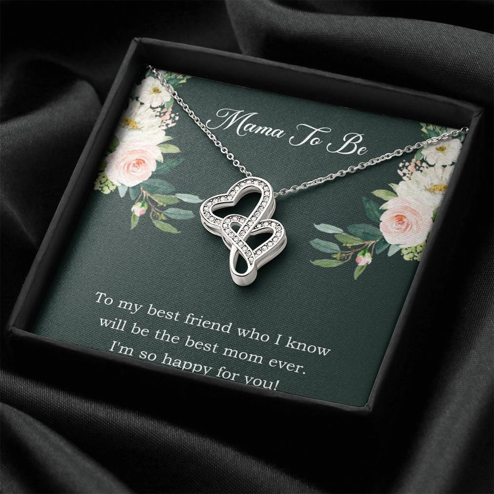 Gift for Expecting Mom, To My Best Friend, Mom to Be Double Heart Necklace For Women, Pregnancy Gift For New Mother
