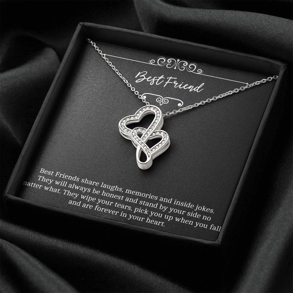 To My Friend Gifts, Forever In Your Heart, Double Heart Necklace For Women, Birthday Present Idea From Bestie