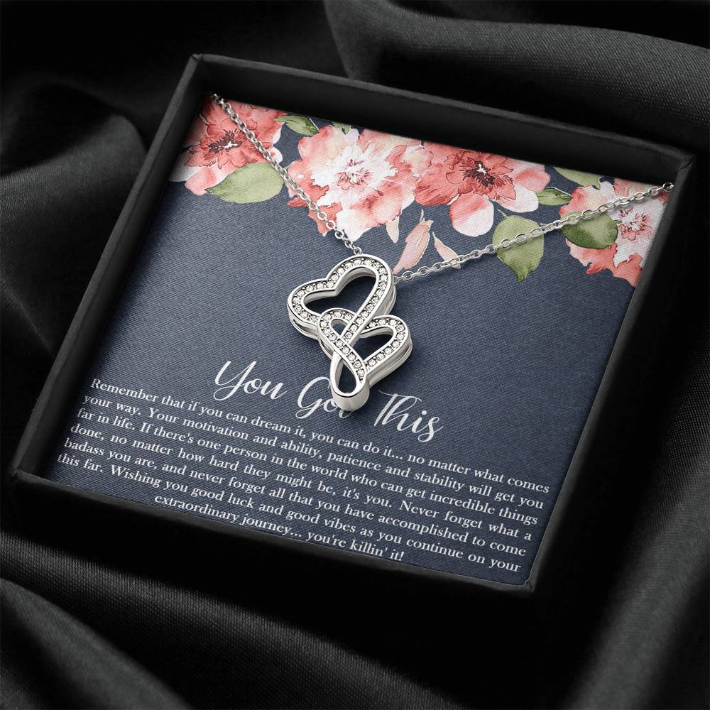 Encouragement Gifts, You Got This, Motivational Double Heart Necklace For Women, Sympathy Inspiration Friendship Present