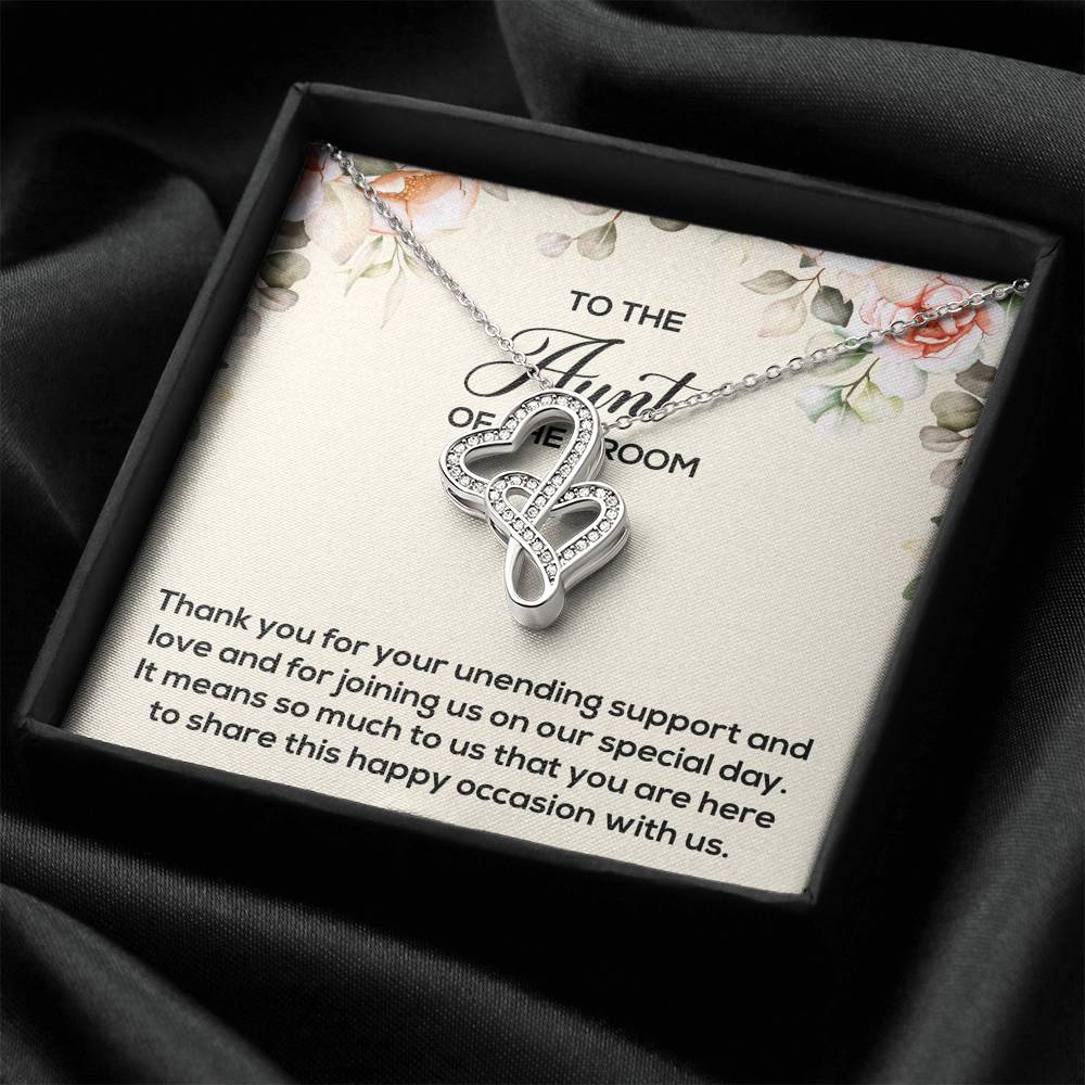 Aunt of the Groom Gifts, Thank You for Your Support, Double Heart Necklace For Women, Wedding Day Thank You Ideas From Groom