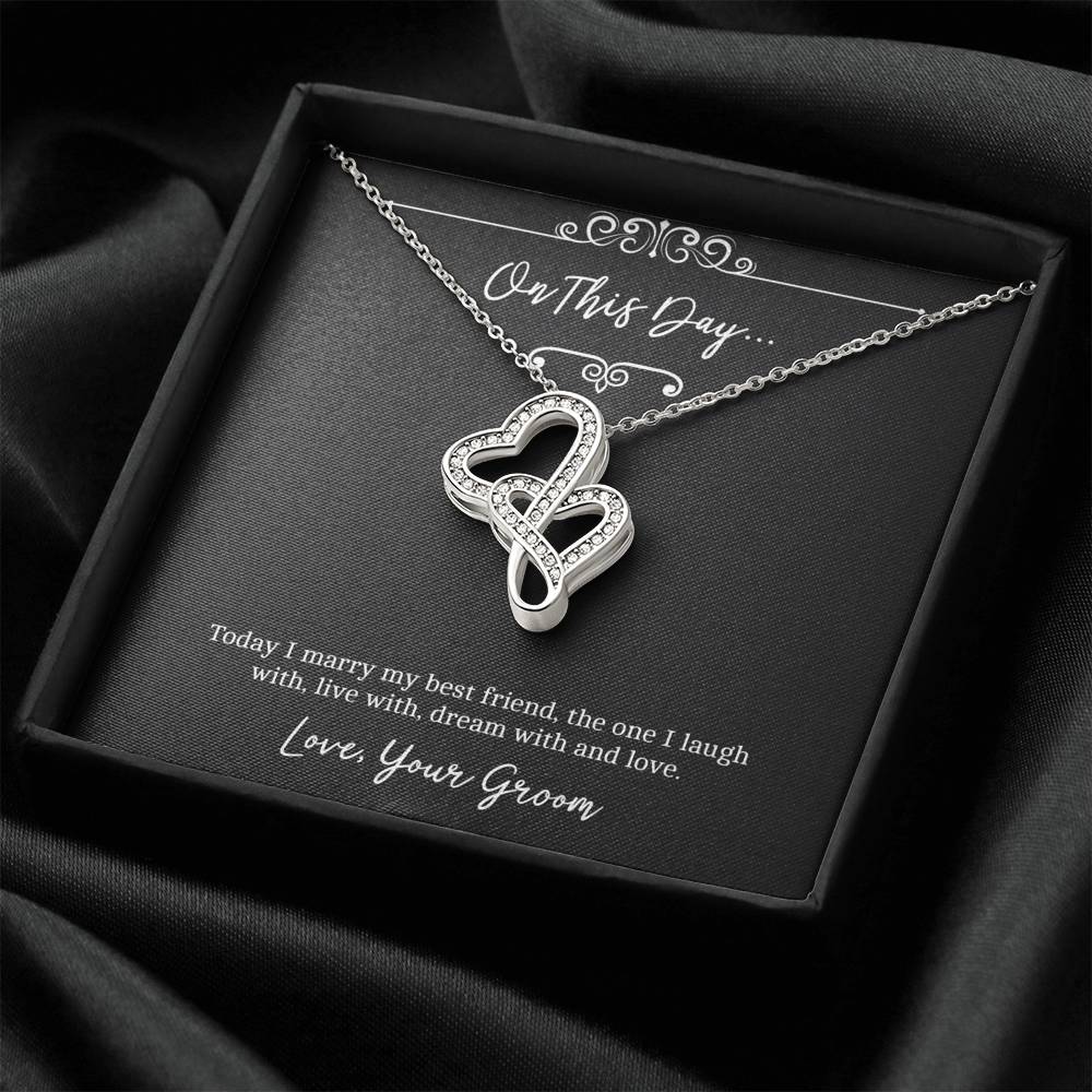 To My Bride  Gifts, I Marry You, Double Heart Necklace For Women, Wedding Day Thank You Ideas From Groom