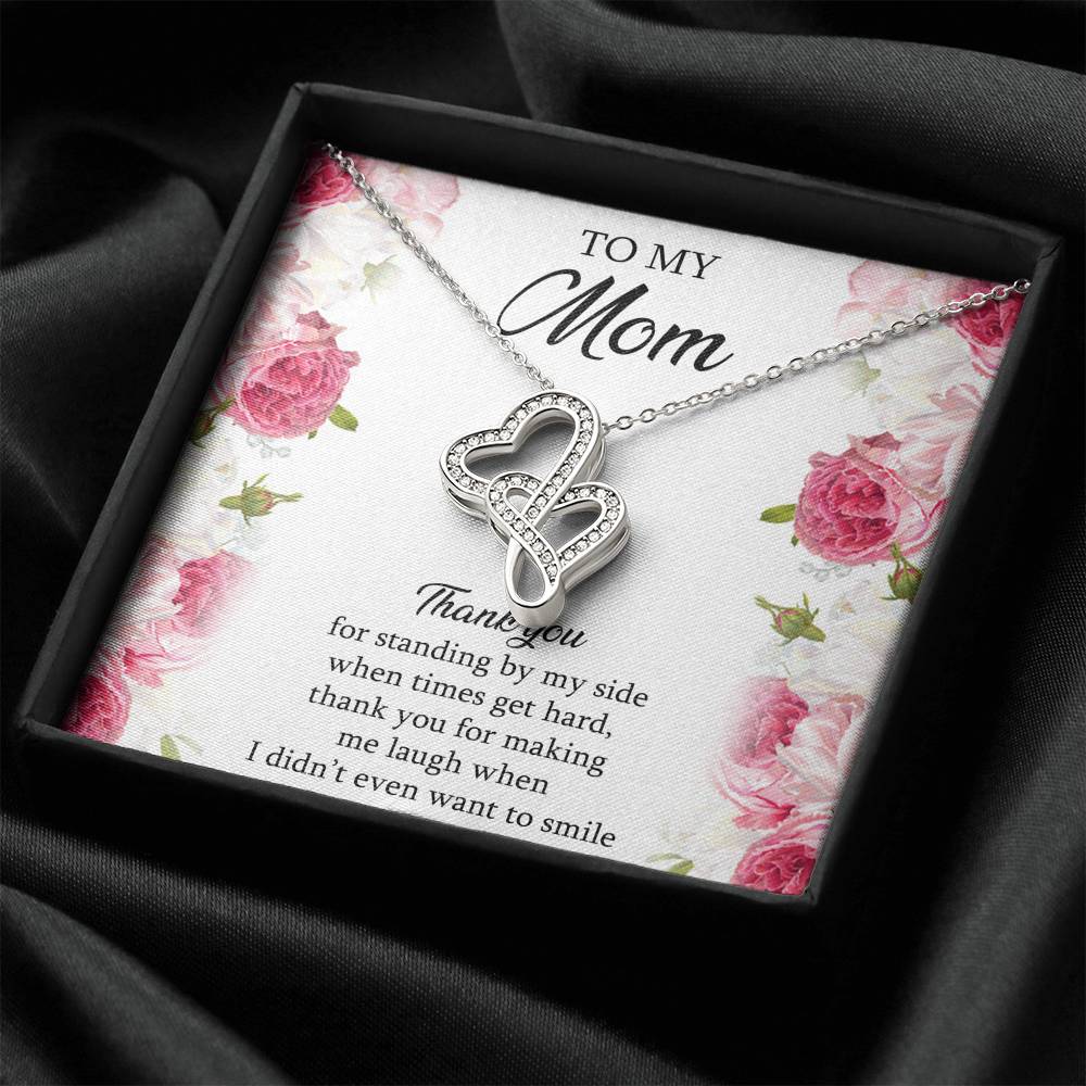 To My Mom Gifts, Thank You For Standing By My Side, Double Heart Necklace For Women, Birthday Mothers Day Present From Son Daughter