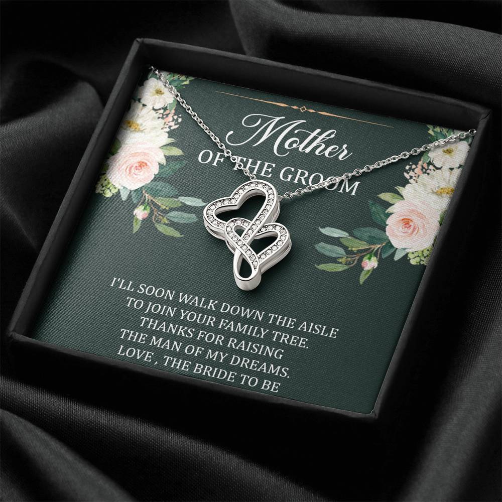 Mom Of The Groom Gifts, Walk Down The Aisle, Double Heart Necklace For Women, Wedding Day Thank You Ideas From Bride