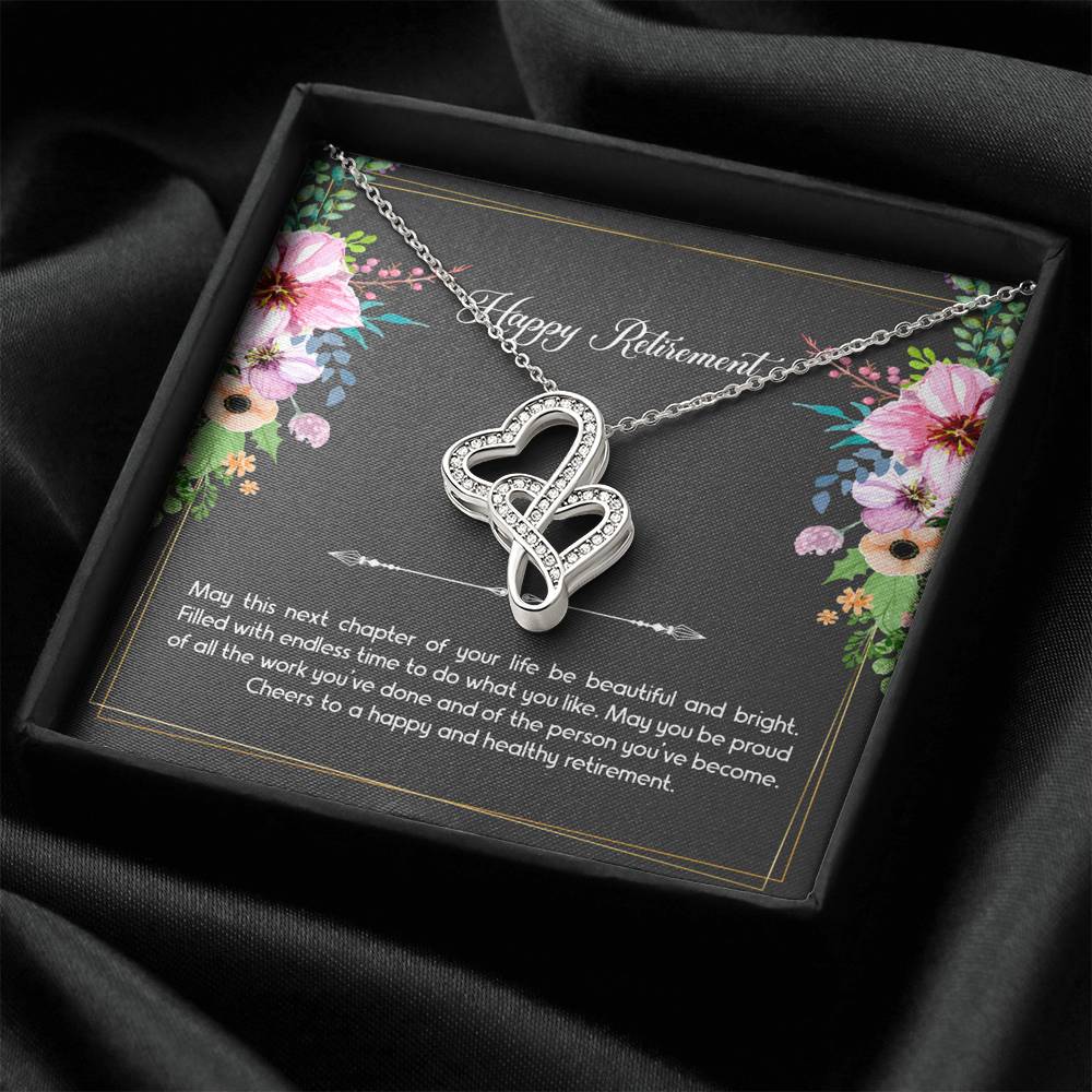 Retirement Gifts, Do What You Like, Happy Retirement Double Heart Necklace For Women, Retirement Party Favor From Friends Coworkers