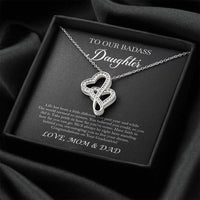 Load image into Gallery viewer, To My Badass Daughter Gifts, Congratulations, Double Heart Necklace For Women, Graduation Present Ideas From Mom Dad
