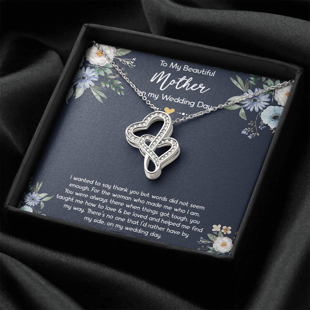 To My Mom of the Bride Gifts, I Wanted To Say Thank You, Double Heart Necklace For Women, Wedding Day Thank You Ideas From Bride