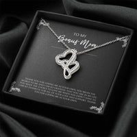 Load image into Gallery viewer, To My Bonus Mom Gifts, You Mean The World To Me , Double Heart Necklace For Women, Birthday Mothers Day Present From Bonus Daughter
