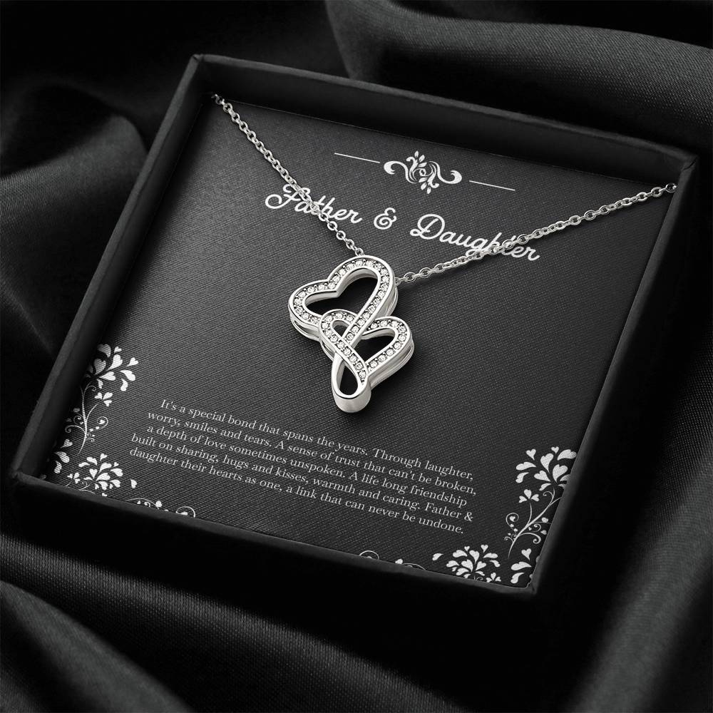 To My Daughter Gifts, Father and Daughter Bond, Double Heart Necklace For Women, Birthday Present Idea From Dad