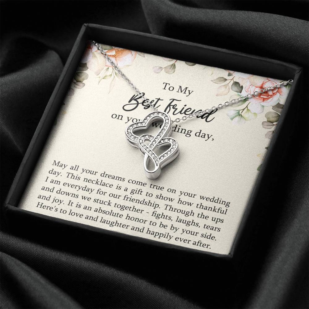 Bride Gifts, May All Your Dreams Come True, Double Heart Necklace For Women, Wedding Day Thank You Ideas From Best Friend
