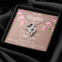 Load image into Gallery viewer, To My Daughter Gifts, Never Forget How Much I Love You, Double Heart Necklace For Women, Birthday Present Ideas From Mom Dad
