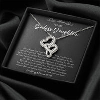 Load image into Gallery viewer, To My Badass Daughter Gifts, Never Forget How Much I Love You, Double Heart Necklace For Women, Birthday Present Idea From Mom
