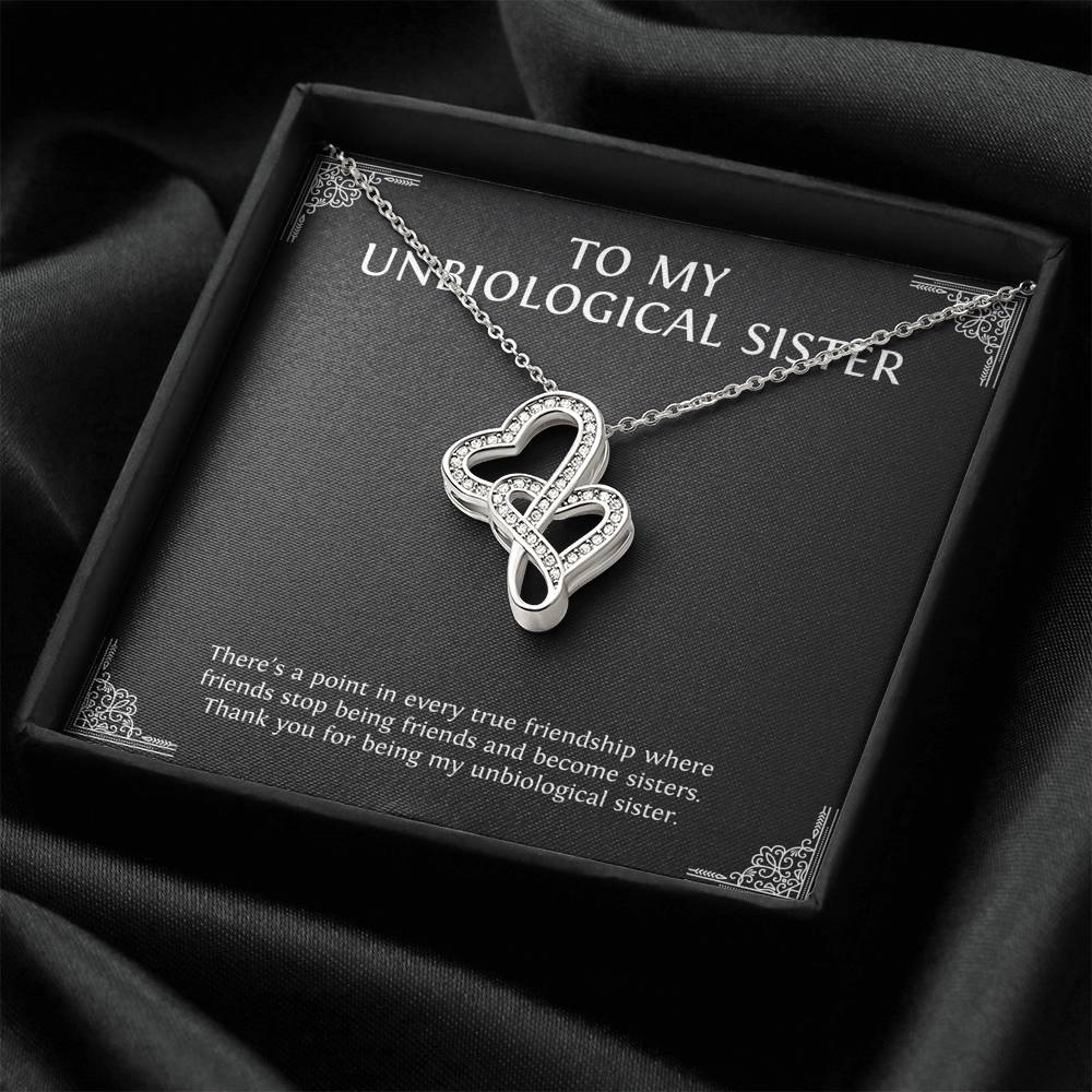 To My Unbiological Sister Gifts, Point in Every Friendship, Double Heart Necklace For Women, Birthday Present Idea From Sister-in-law