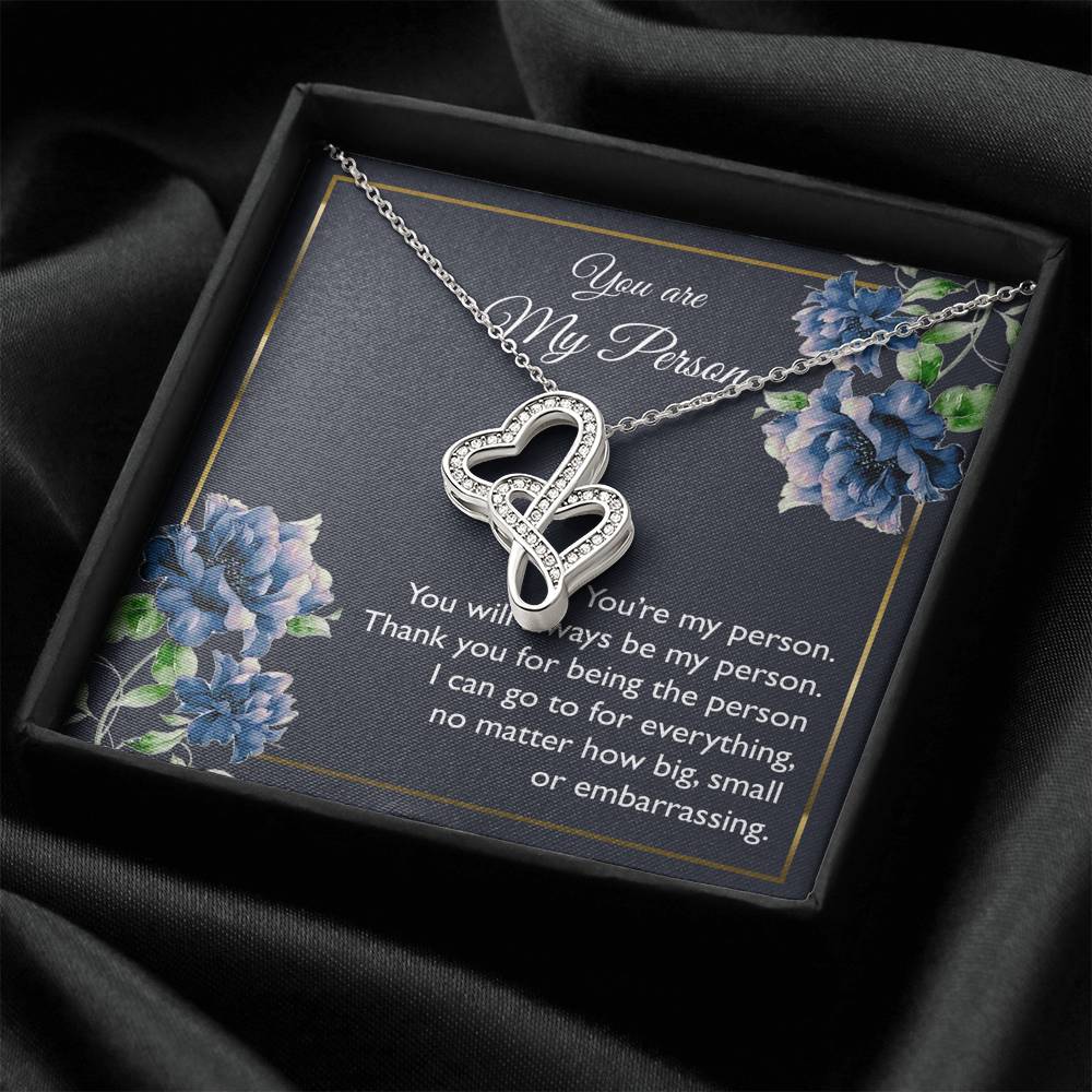 To My Girlfriend, You Are My Person, Double Heart Necklace For Women, Anniversary Birthday Gifts From Boyfriend