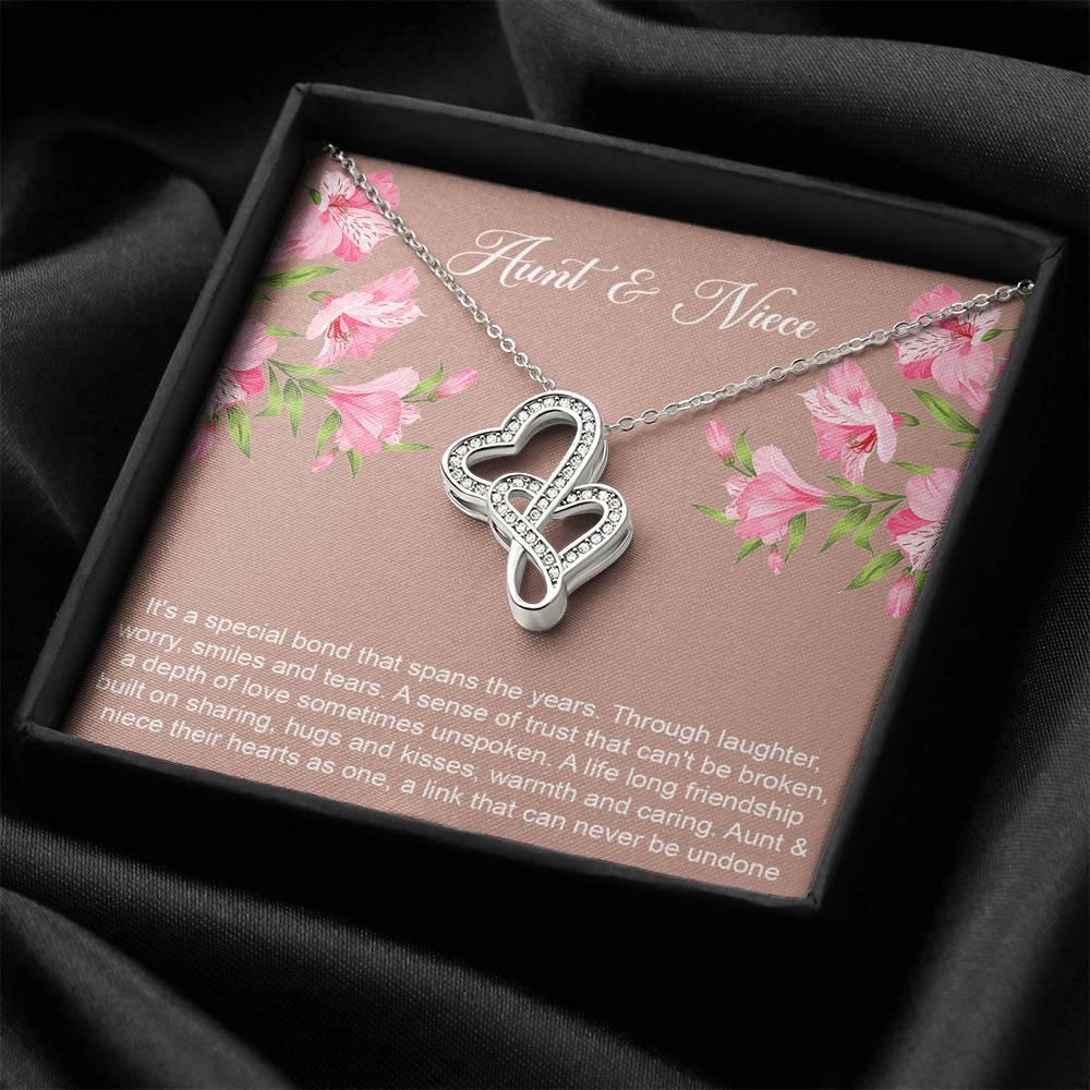 To My Aunt Gifts, Special Bond, Double Heart Necklace For Women, Aunt Birthday Present From Niece