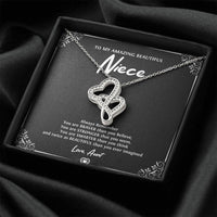 Load image into Gallery viewer, To My Niece  Gifts, Always Remember, Double Heart Necklace For Women, Birthday Present Idea From Aunt

