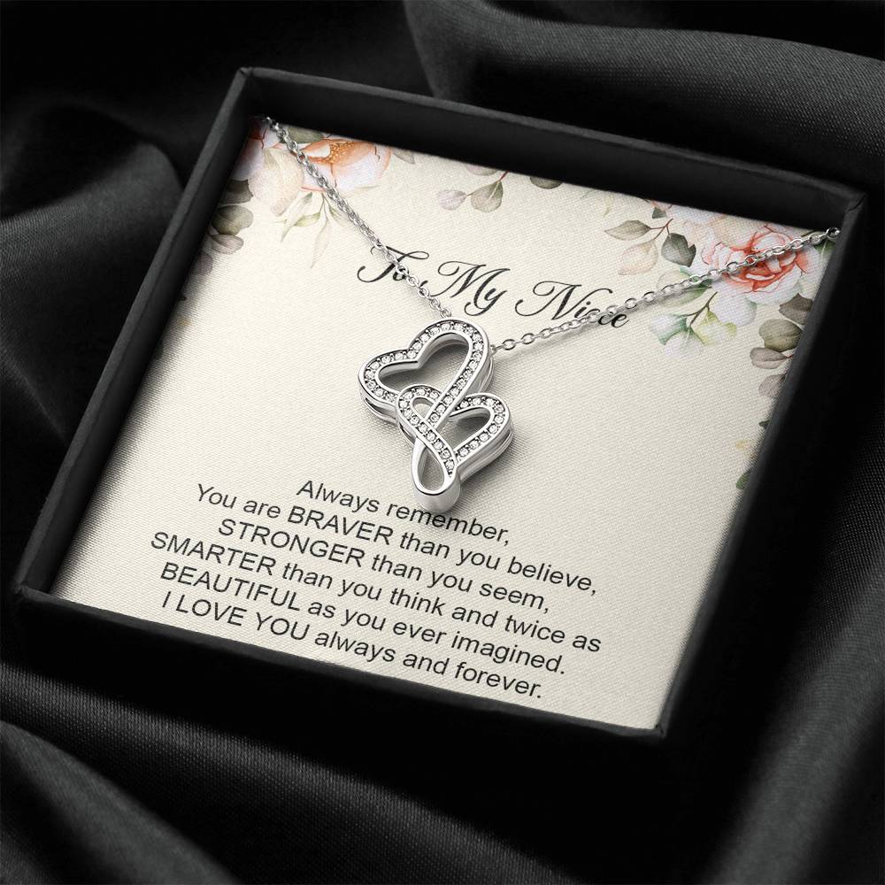 To My Niece  Gifts, Always Remember, Double Heart Necklace For Women, Birthday Present Ideas From Aunt Uncle