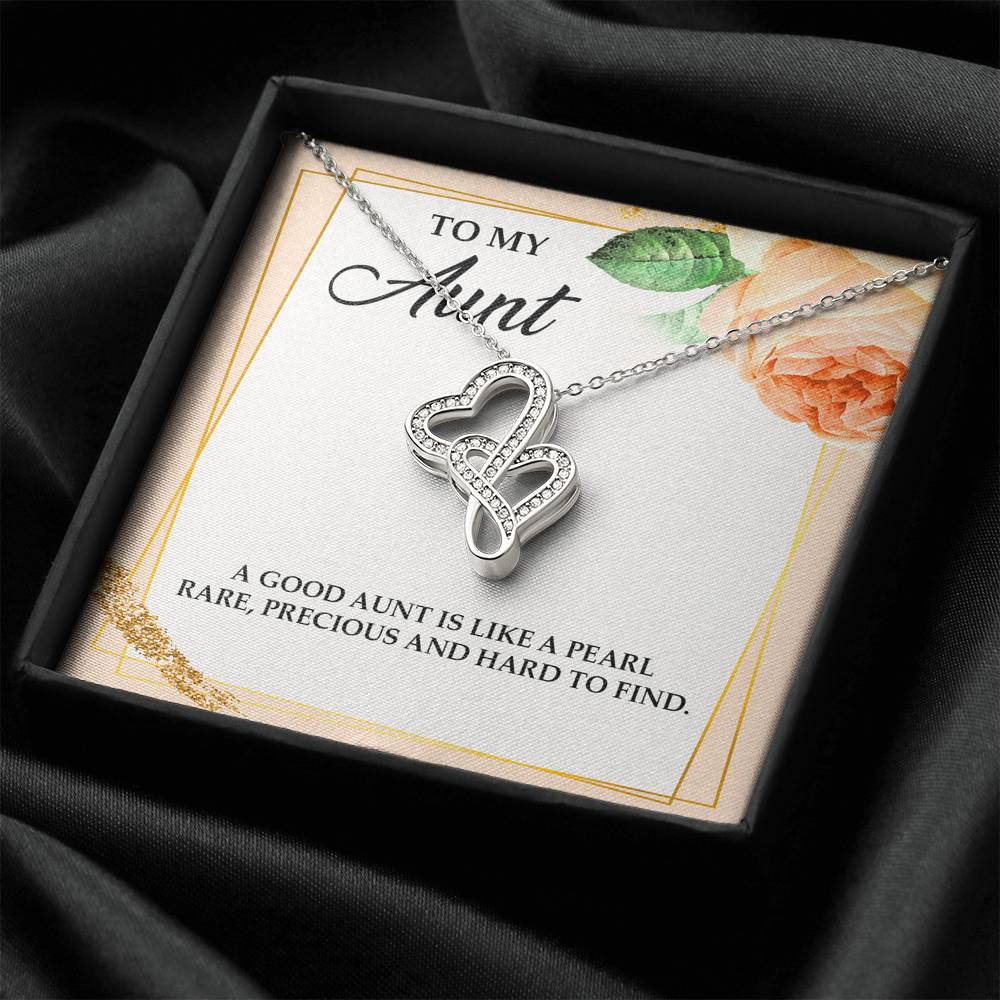 To My Aunt Gifts, A Good Aunt is Like a Pearl, Double Heart Necklace For Women, Aunt Birthday Present From Niece Nephew
