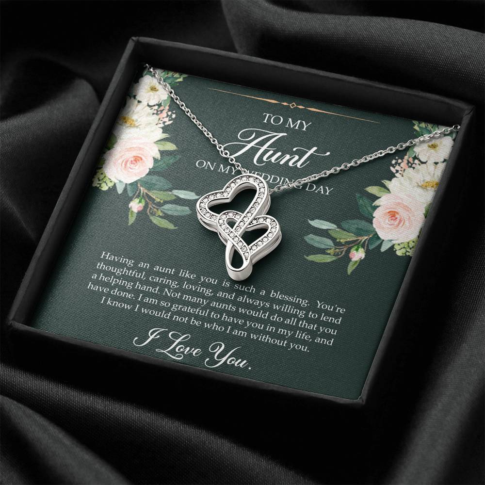 Aunt of the Bride Gifts, I Am So Grateful To Have You, Double Heart Necklace For Women, Wedding Day Thank You Ideas From Bride