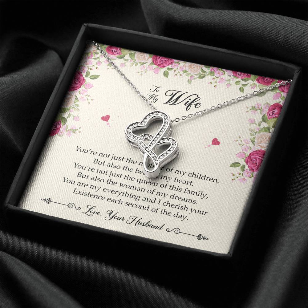 To My Wife, You Are My Everything, Double Heart Necklace For Women, Anniversary Birthday Gifts From Husband