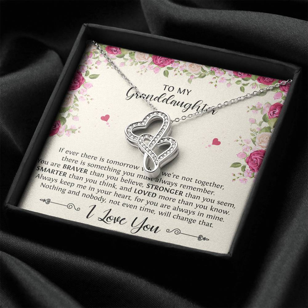 To My Granddaughter Gifts, If Tomorrow We’re Not Together, Double Heart Necklace For Women, Birthday Present Idea From Grandma Grandpa