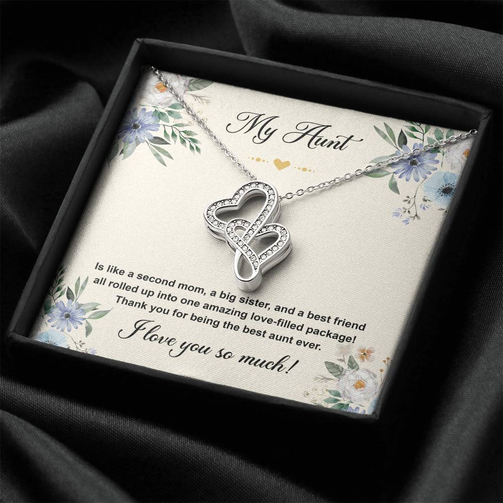 To My Aunt Gifts, Second Mom, Double Heart Necklace For Women, Aunt Birthday Present From Niece Nephew