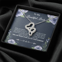 Load image into Gallery viewer, To My Bride Gifts, Today You Become My Wife, Double Heart Necklace For Women, Wedding Day Thank You Ideas From Groom
