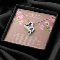Load image into Gallery viewer, Bride Gifts, No Longer A Miss But Always A Sis, Double Heart Necklace For Women, Wedding Day Thank You Ideas From Sister
