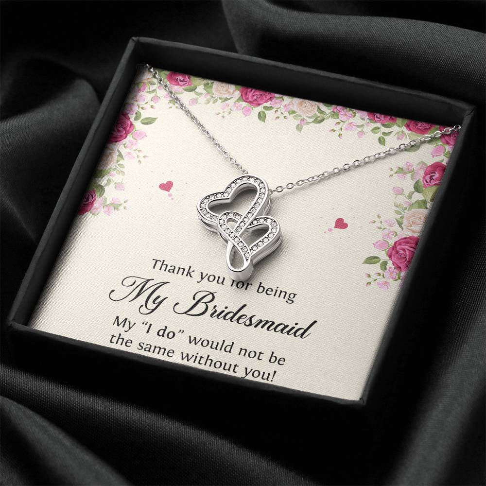 To My Bridesmaid Gifts, Thank You , Double Heart Necklace For Women, Wedding Day Thank You Ideas From Bride