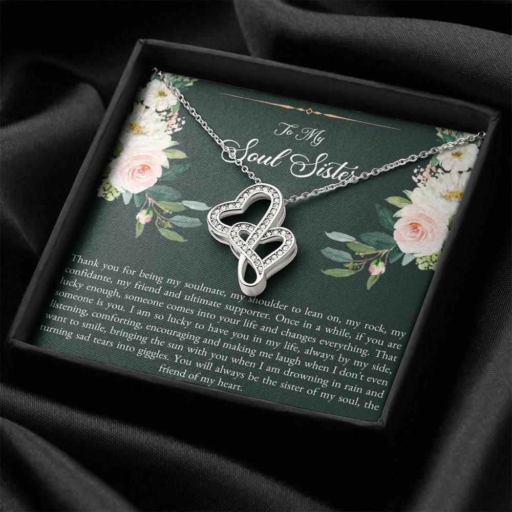 To My Best Friend Gifts, To My Soul Sister, Double Heart Necklace For Women, Birthday Present Idea From Bestie