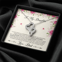 Load image into Gallery viewer, To My Daughter Gifts, You Are Braver Than You Believe, Double Heart Necklace For Women, Birthday Present Idea From Dad
