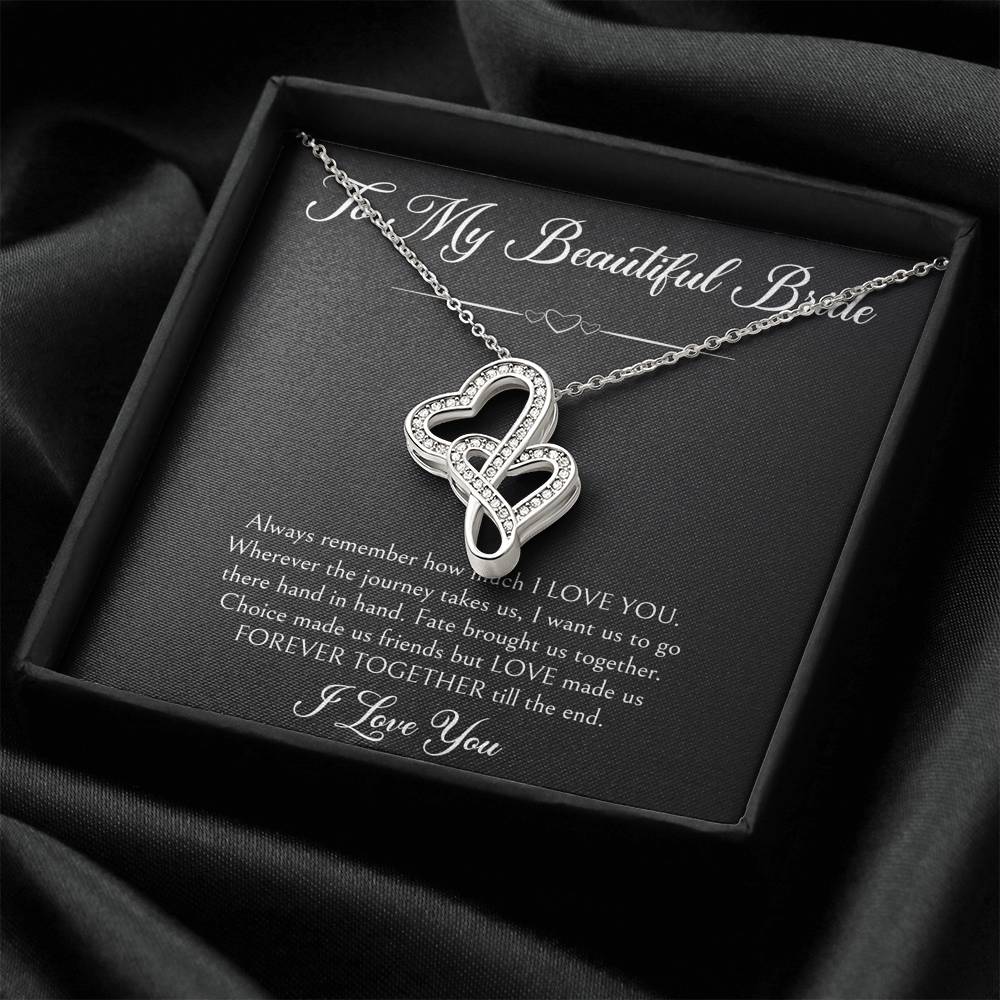 To My Bride Gifts, Forever Together Till The End, Double Heart Necklace For Women, Wedding Day Thank You Ideas From Groom