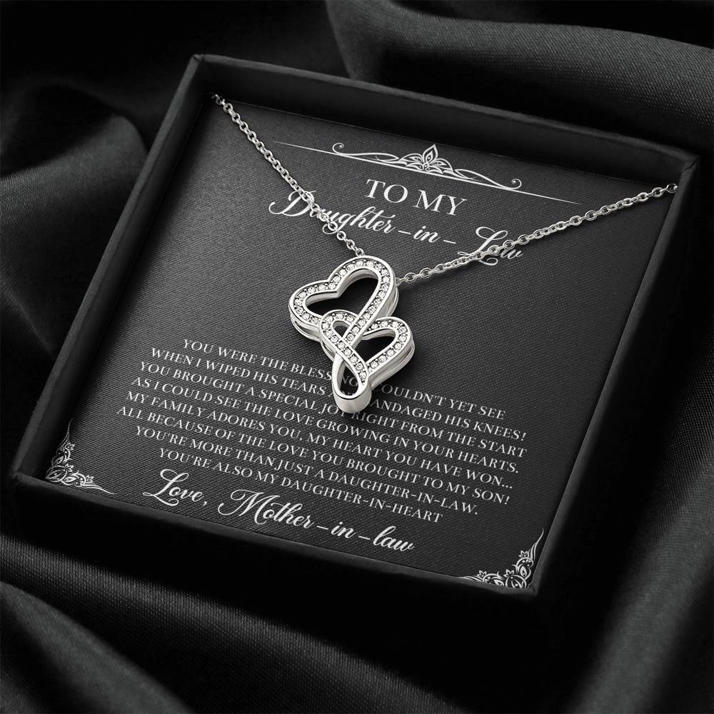 To My Daughter-in-law Gifts, The Blessing I Couldn't See, Double Heart Necklace For Women, Birthday Present Idea From Mother-in-law