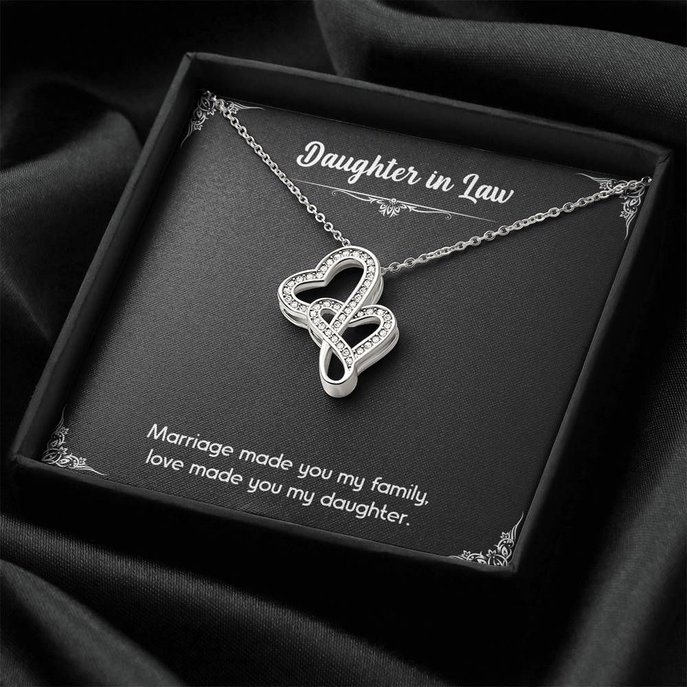 To My Daughter-in-law Gifts, Love Made You My Daughter, Double Heart Necklace For Women, Birthday Present Idea From Mother-in-law
