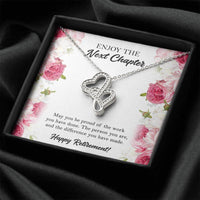 Load image into Gallery viewer, Retirement Gifts, Next Chapter, Happy Retirement Double Heart Necklace For Women, Retirement Party Favor From Friends Coworkers
