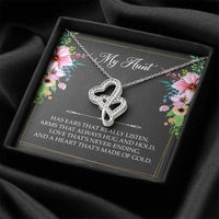 Load image into Gallery viewer, To My Aunt Gifts, Has Ears That Really Listen, Double Heart Necklace For Women, Aunt Birthday Present From Niece Nephew
