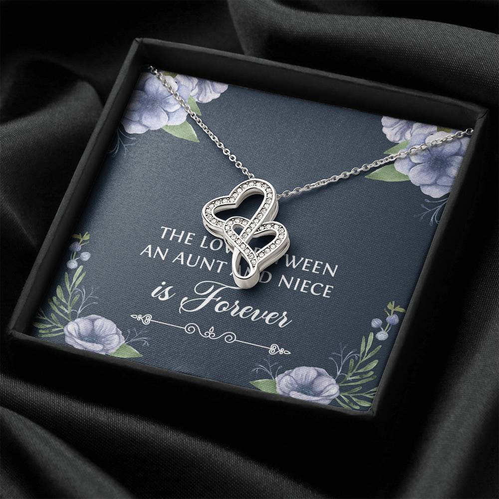 To My Niece  Gifts, The Love Between an Aunt and Niece, Double Heart Necklace For Women, Birthday Present Idea From Aunt