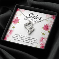 Load image into Gallery viewer, Sister of the Bride Gifts, Thanks For Being There, Double Heart Necklace For Women, Wedding Day Thank You Ideas From Bride
