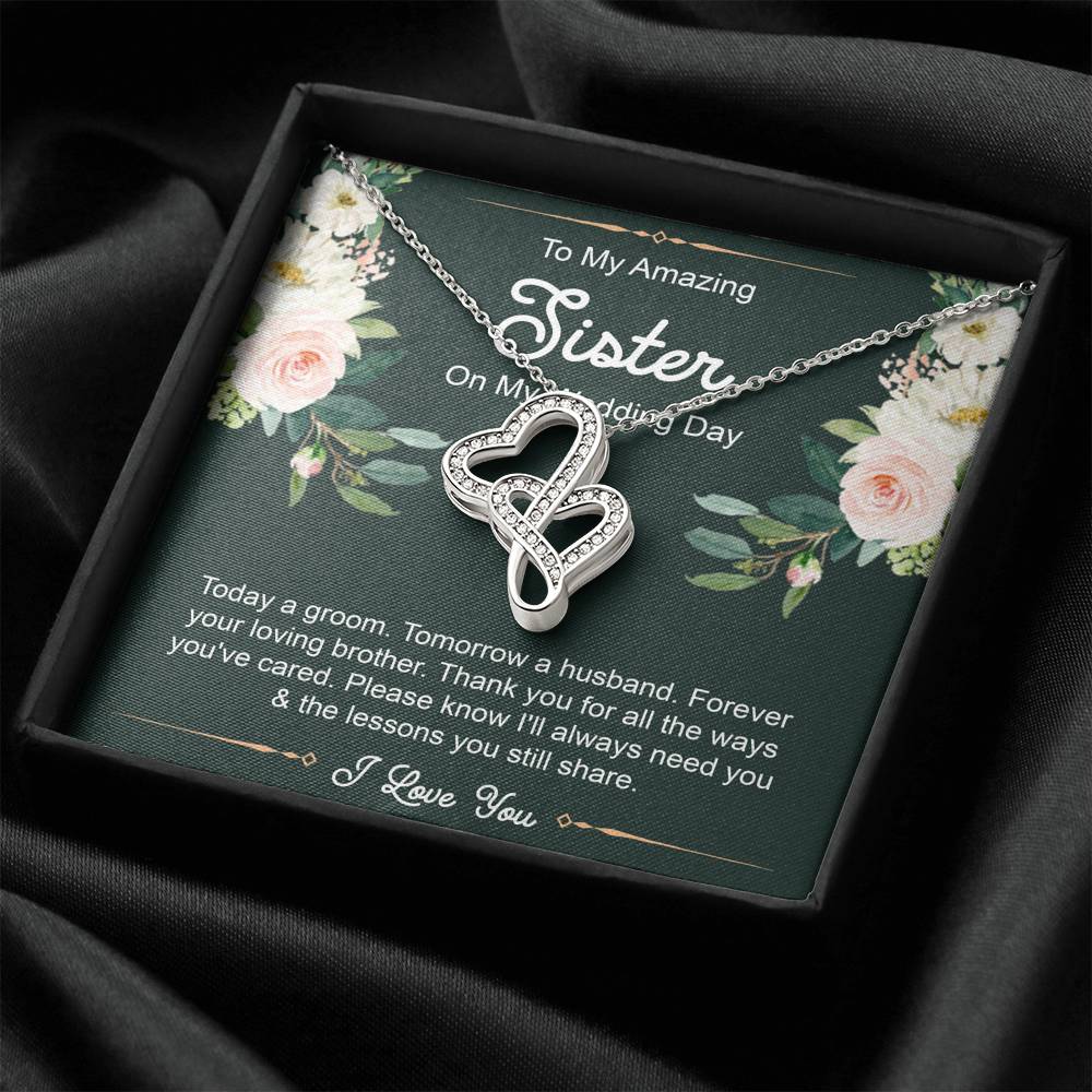 Sister Of The Groom Gifts, Forever Your Loving Brother, Double Heart Necklace For Women, Wedding Day Thank You Ideas From Groom