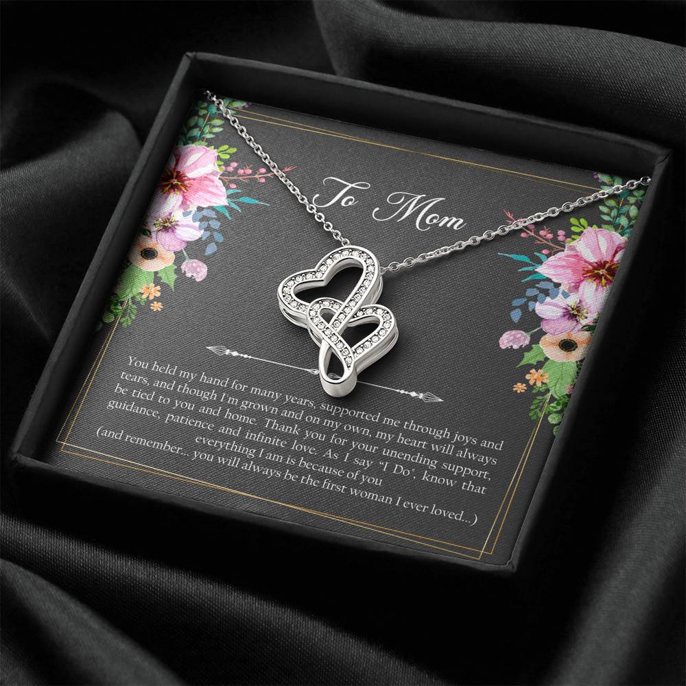 Mom of the Groom Gifts, First Woman I Ever Loved, Double Heart Necklace For Women, Wedding Day Thank You Ideas From Groom