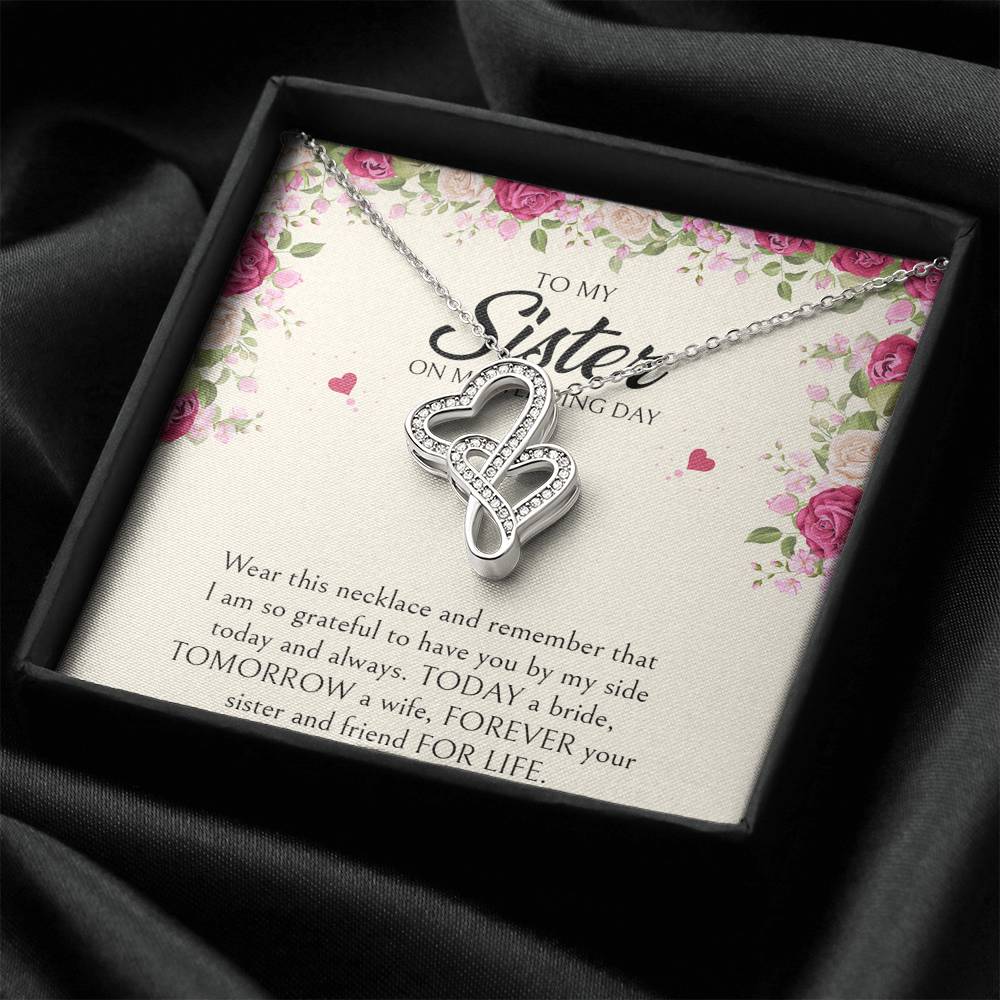 Sister of the Bride Gifts, I Am So Grateful To Have You, Double Heart Necklace For Women, Wedding Day Thank You Ideas From Bride