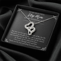 Load image into Gallery viewer, To My Bonus Mom Gifts, I Am So Grateful, Double Heart Necklace For Women, Wedding Day Thank You Ideas From Bride
