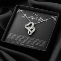 Load image into Gallery viewer, To My Bride Gifts, Today Is The Happiest Day of My Life, Double Heart Necklace For Women, Wedding Day Thank You Ideas From Groom
