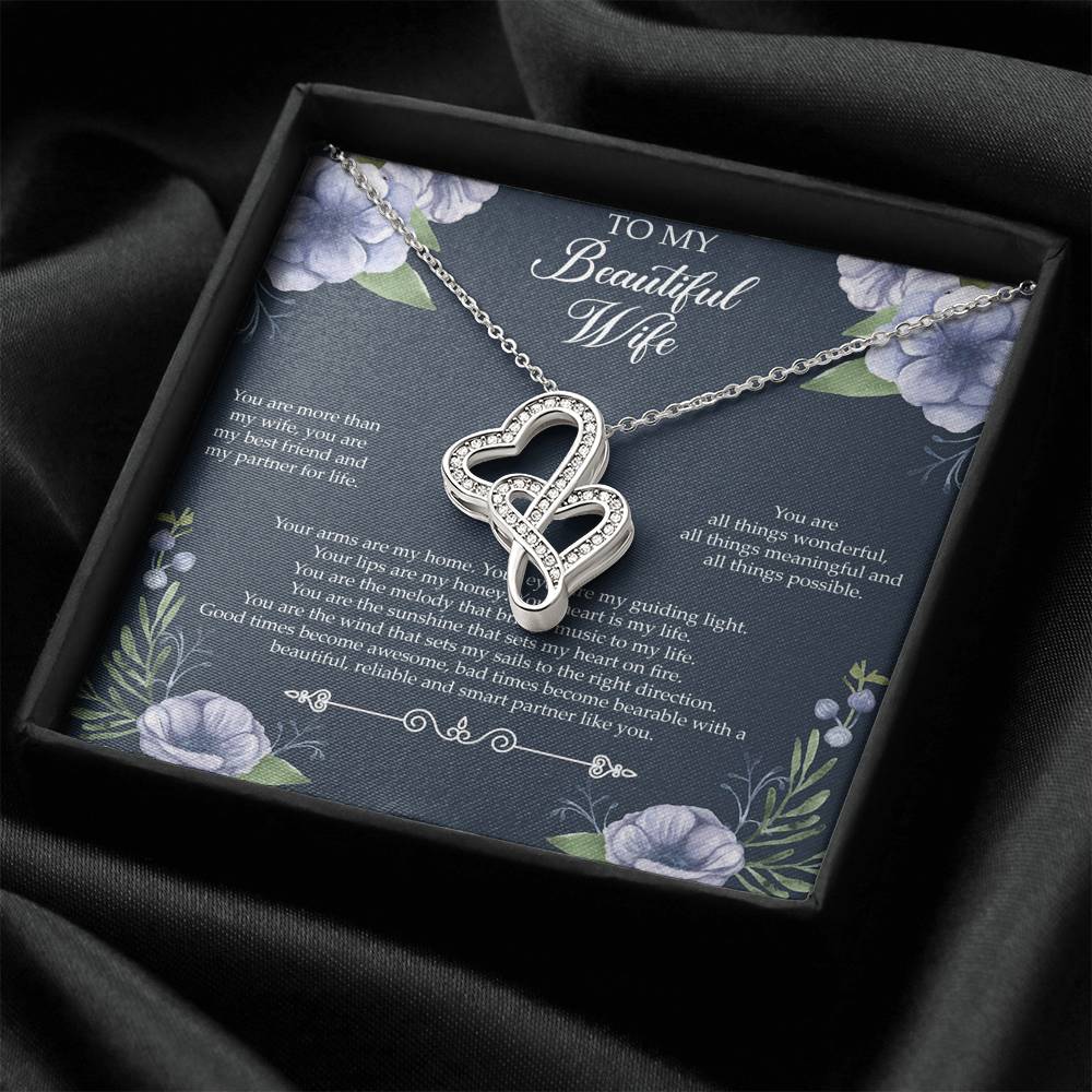 To My Wife, You Are More Than My Wife, Double Heart Necklace For Women, Anniversary Birthday Gifts From Husband