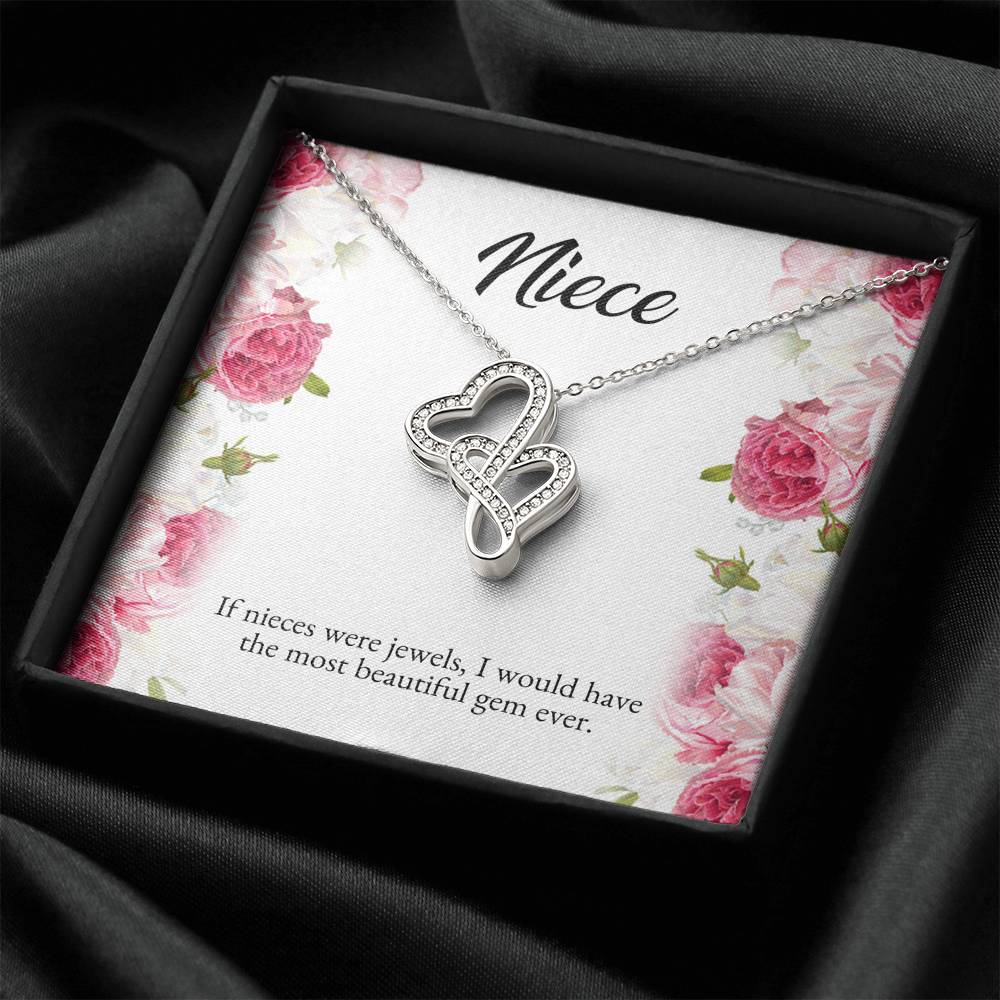 To My Niece Gifts, If Nieces Were Jewels, Double Heart Necklace For Women, Niece Birthday Present From Aunt Uncle
